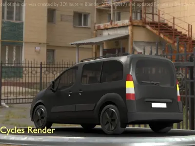 City Car 12 Utility Vehicles Van Type-D Black  Low-poly 3D model