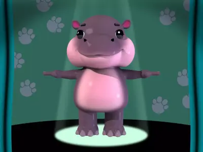 Deng Deng The hippo Low-poly 3D model