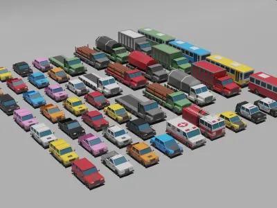city vehicle pack 1 Low-poly 3D model