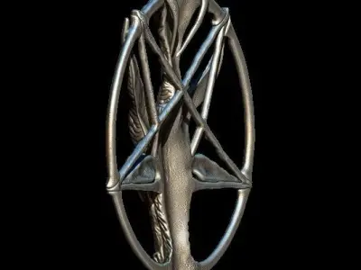 Medallion depicting the deity baphomet file STL OBJ  3D printers 3D print model