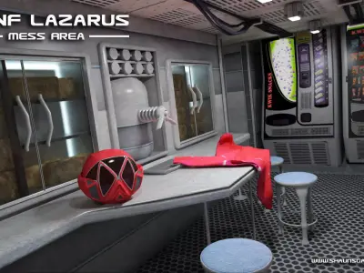 USNF Lazarus Spaceship with full Interior Low-poly 3D model