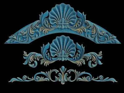 Carved Plaster Molding Decoration and Ornament pack01 3D model