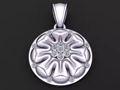 gold floral pendant 3D printable model   3D print model