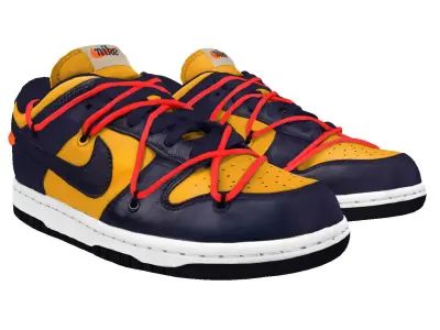 Nike Air Jordan 1 low Dunk Low Off-White University Gold LTHR OW 3D model