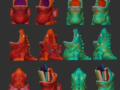 Dinosaur Pen Case Holder for 3D Print 3D print model