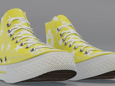 Basketball Leather Shoes Converse All Star Yellow Stars 3D model