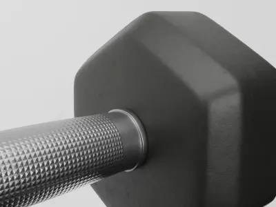 Black rubber dumbbells with perforated handle 3D model