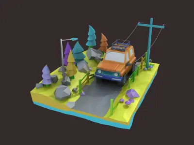 Cartoon Car collection toon vehicle  sport classic ambulance  3D model