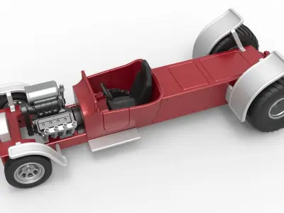 Pulling truck 2wd Hot rod Scale 1 to 25 3D print model
