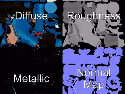 Blue Officer Character model pack Low-poly 3D model