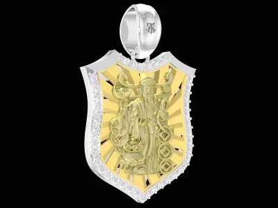 Luxury Shield Pendant Men Jewelry 3D Model  3344 3D print model