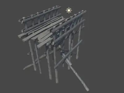 Wooden Bridge Low-poly 3D model get