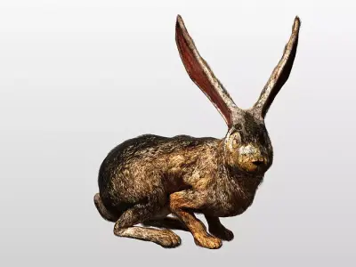 Rabbit  Hare Rigged and Hopping Low-poly 3D model