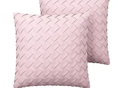 Faux Suede Cushion Lattice Weave Pink Tithonia 3D model