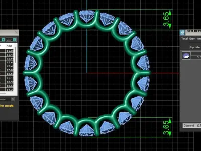 U Shaped Eternity Ring 3 point 5 mm stone size swiss 12 and EU52 3D print model
