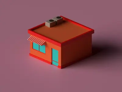 Low Poly Shop house Free low-poly 3D model