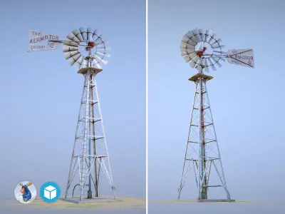 Aermotor WindMill Low-poly 3D model