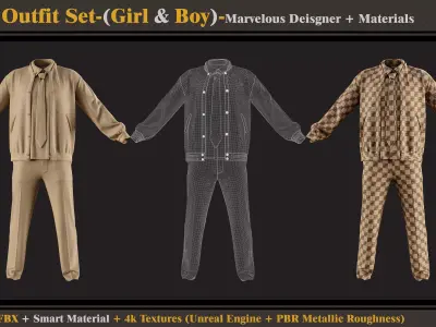 School Outfit Set- MD-Clo3d-Smart Material- Textures- OBJ-FBX 3D model