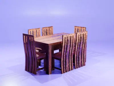 Sheesham Dining Table Low-poly 3D model