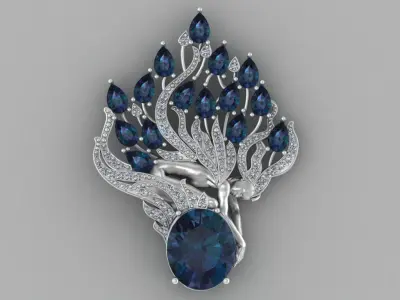 woman pendant  with gem 3D print model