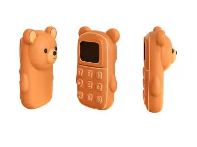 Cute Bear Phone Toy 3D Model - Stylized Cartoon Mobile Phone Low-poly 3D model