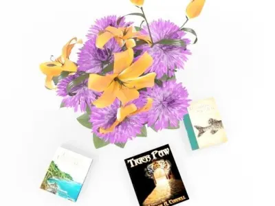 Flower and Books 3D model