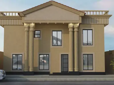 Exterior villa classic 3D model 2022  Low-poly 3D model