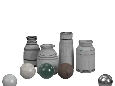 Indian wood vessel collection 3D model
