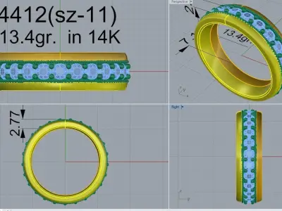 Diamond Wedding Band 4412 3D print model
