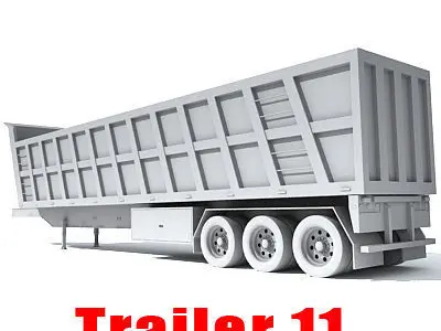 Set of Truck 4 Trailers 3D model