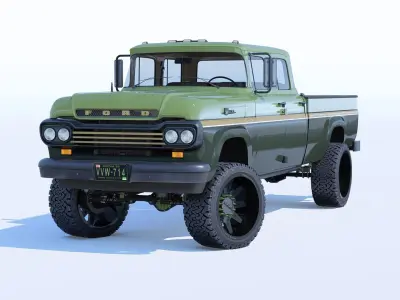 Pickup 1959 F350 Crew Cab Long Bed 3D model