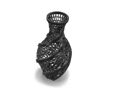Dark Narrow Top Vase Helix with Checker Grid Lattice 3D model