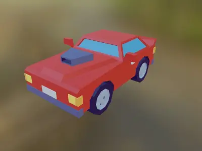 Low Poly Cars car on grassy field Low-poly 3D model