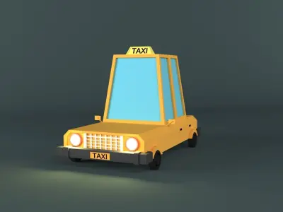 lowpoly taxi car Low-poly 3D model