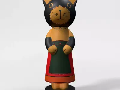 Cat Figurine Low-poly 3D model