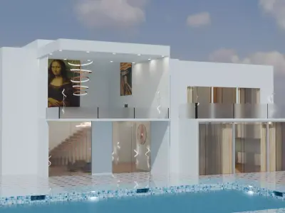 Luxury Mansion 3D Model with exterior and interior 3D model