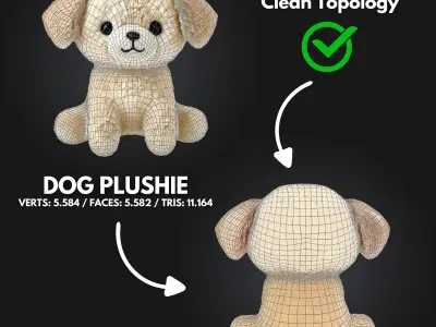 Dog Plushie Puppy Cartoon Chibi PBR Low-poly 3D model