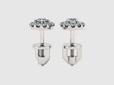 Earrings two diamond stud 3D print model