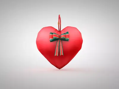 Pillow - Heart Red Seda 3D Model 3D model
