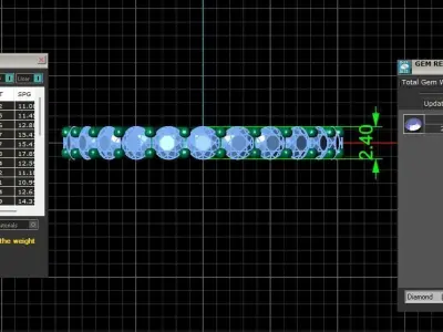 U Shaped Eternity Ring 2 point 4 mm stone size swiss 10 and EU50 3D print model