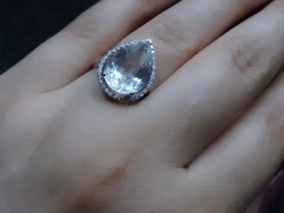 White Sapphire Luxury Golden Ring with Small Diamonds 3D print model