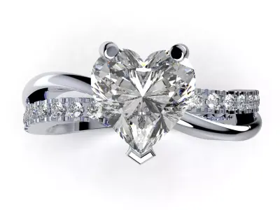 Engagement Ring Solitaire Model Ready For 3D Printing- CC92 3D print model