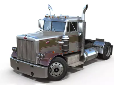 Peterbilt 289 day cab semi-truck Low-poly 3D model