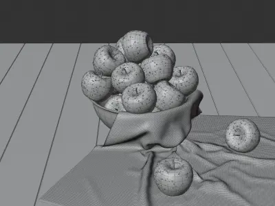 Realistic Red Apples in the Bowl 3D model