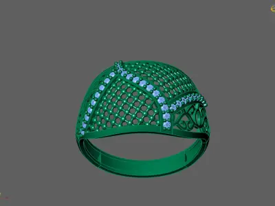 Women Ring With Stone Diamond Ready STL 3DM Models Womens Rings 3D print model 9
