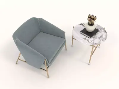 Modern Coffee Table and Armchair Set 32 3D model