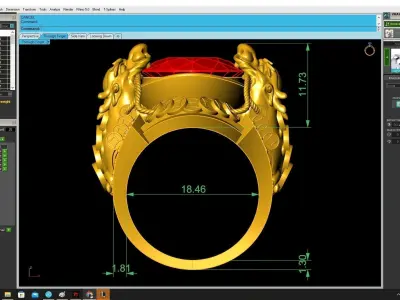 Luxury Dragon Oval Gemstone Ring Jewelry 3D Model  3371 3D print model