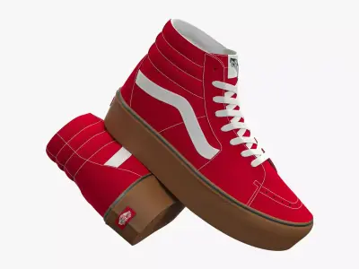 Vans Sk8-Hi Platform Red Gumsole 3D model