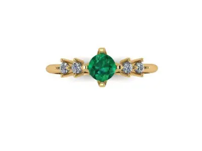 4mm Emerald Solitaire Engagement Ring 3D print model