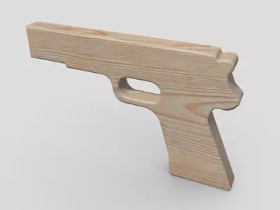 Wooden Toy Gun 2 Low-poly 3D model